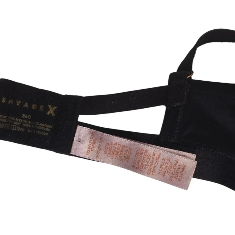 $50 Savage x Fenty Core microfiber t-shirt bra 36c black rose gold hardware peek